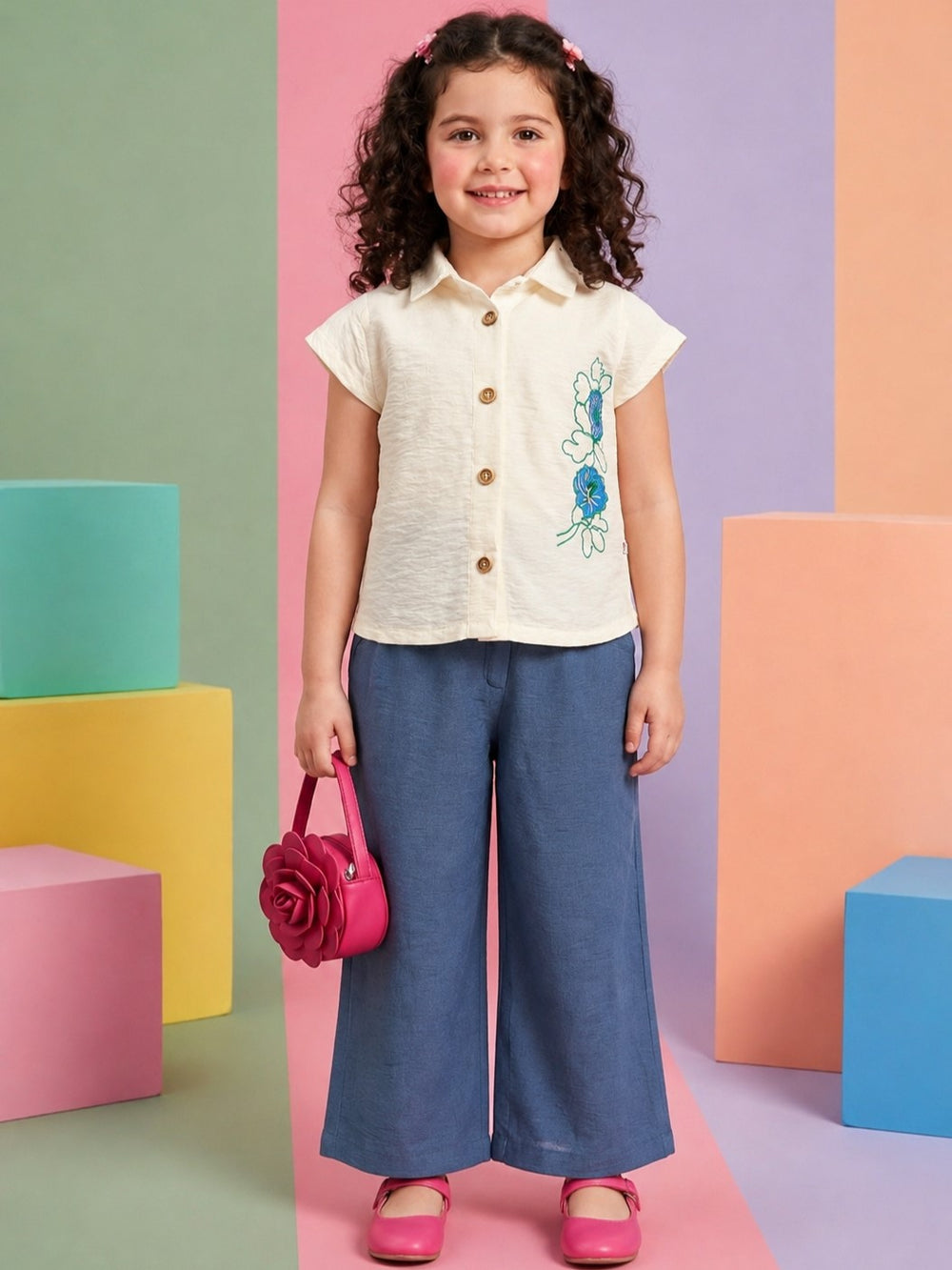 Joy Nile Embrioidery Kids Co-Ord Set