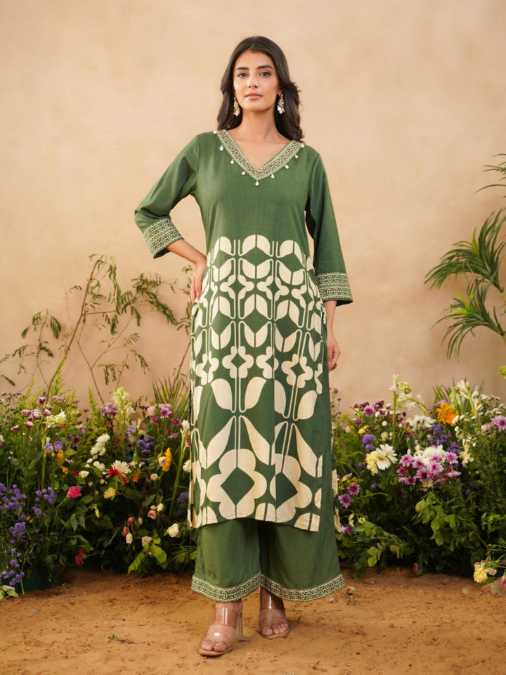 Rabha sage printed kurta pant set