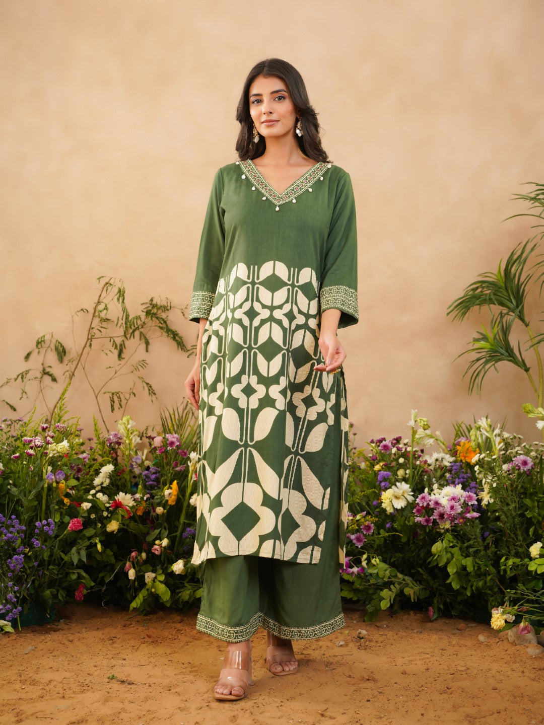 Rabha sage printed kurta pant set