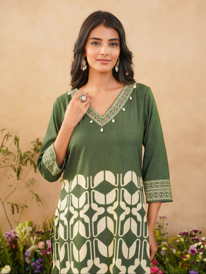 Rabha sage printed kurta pant set