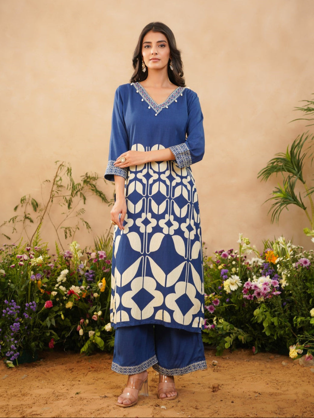 Rabha hibis printed kurta pant set