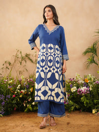 Rabha hibis printed kurta pant set