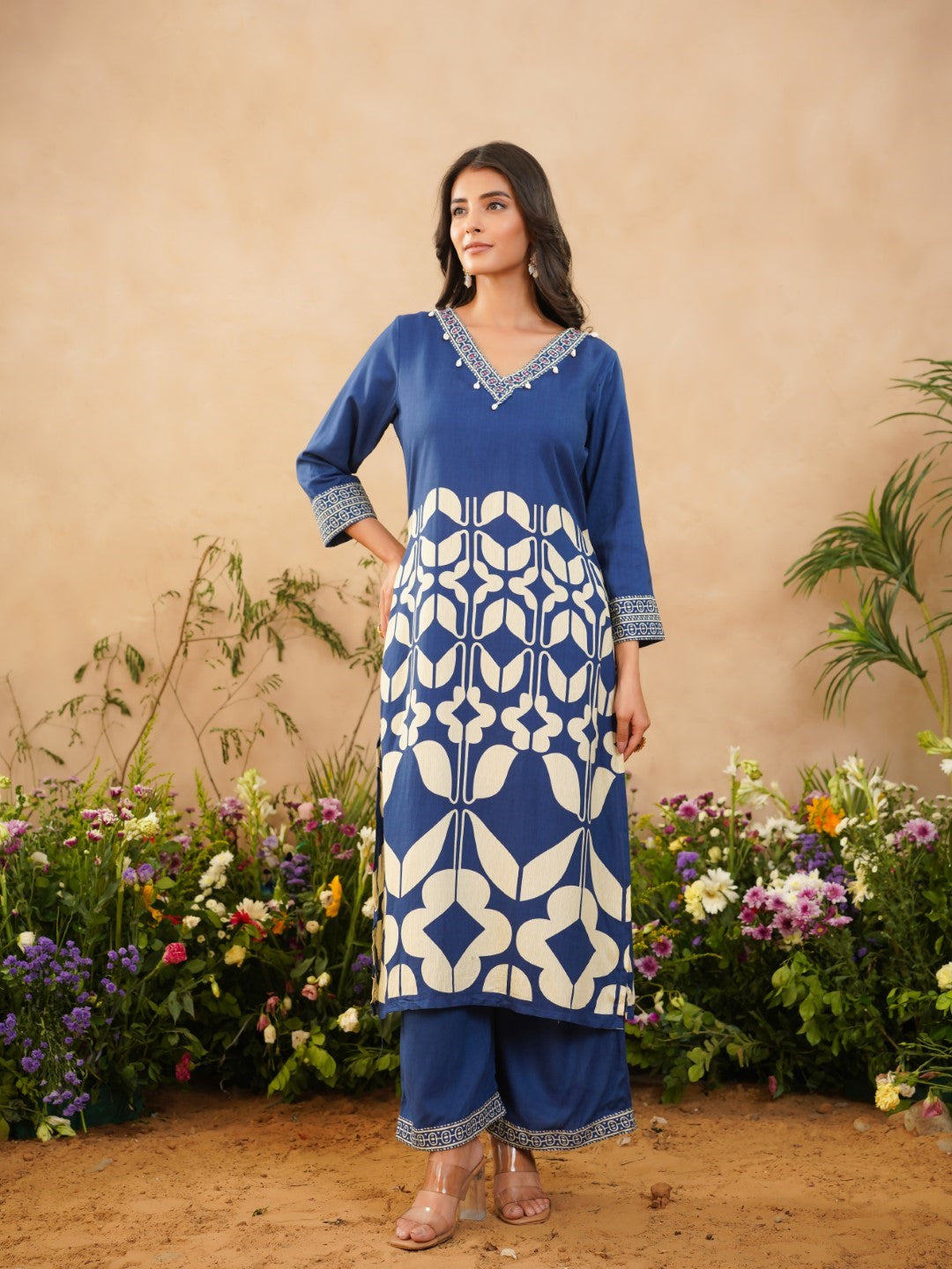 Rabha hibis printed kurta pant set – Autumn Lane Clothing