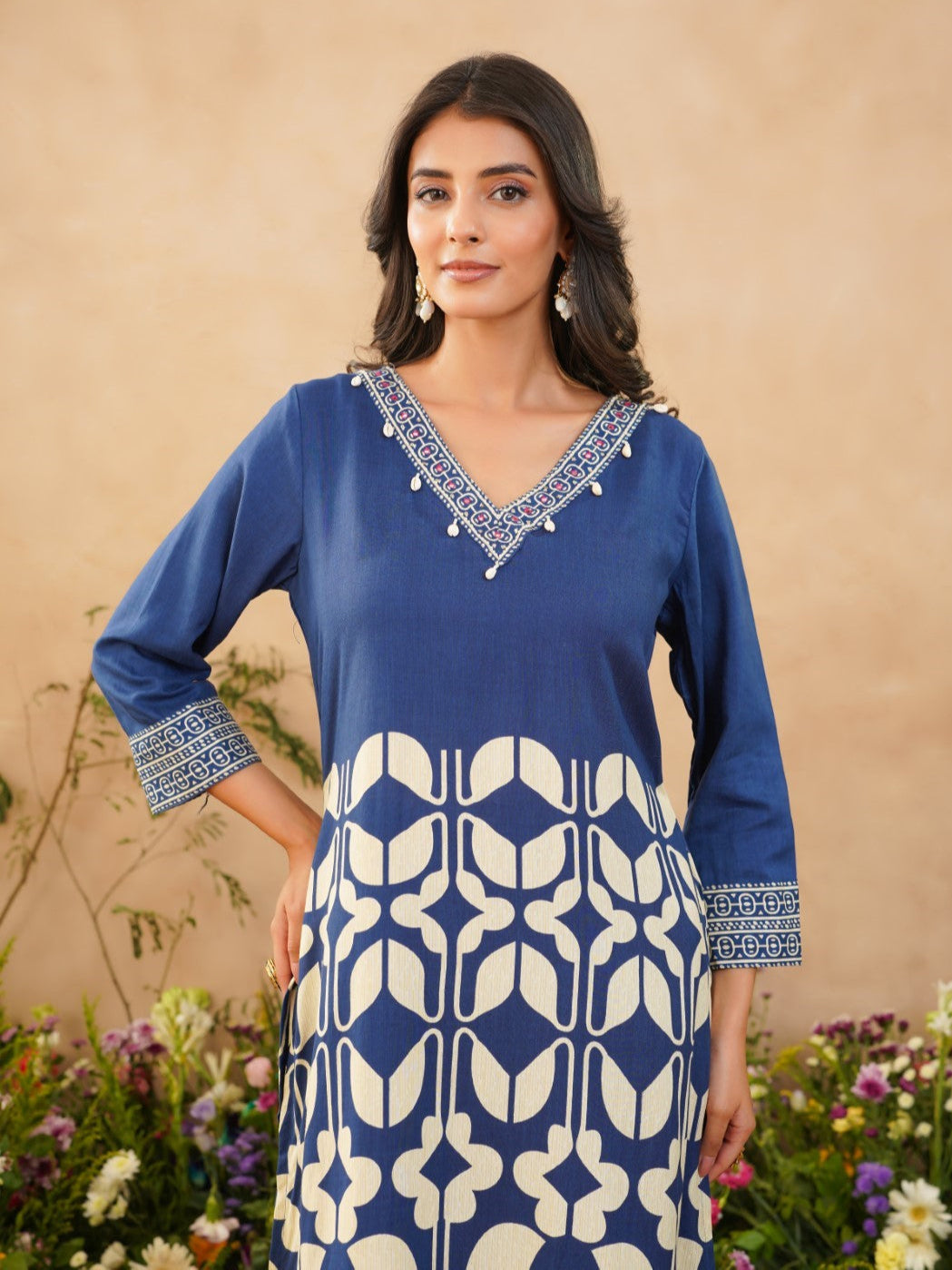 Rabha hibis printed kurta pant set