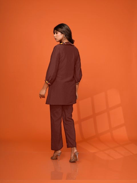 Darika Choco Embroidered Co-ord Set