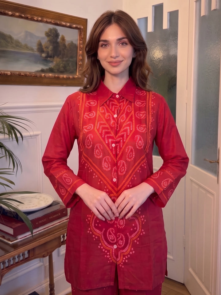 Jharna Scarlet Printed Co-Ord Set