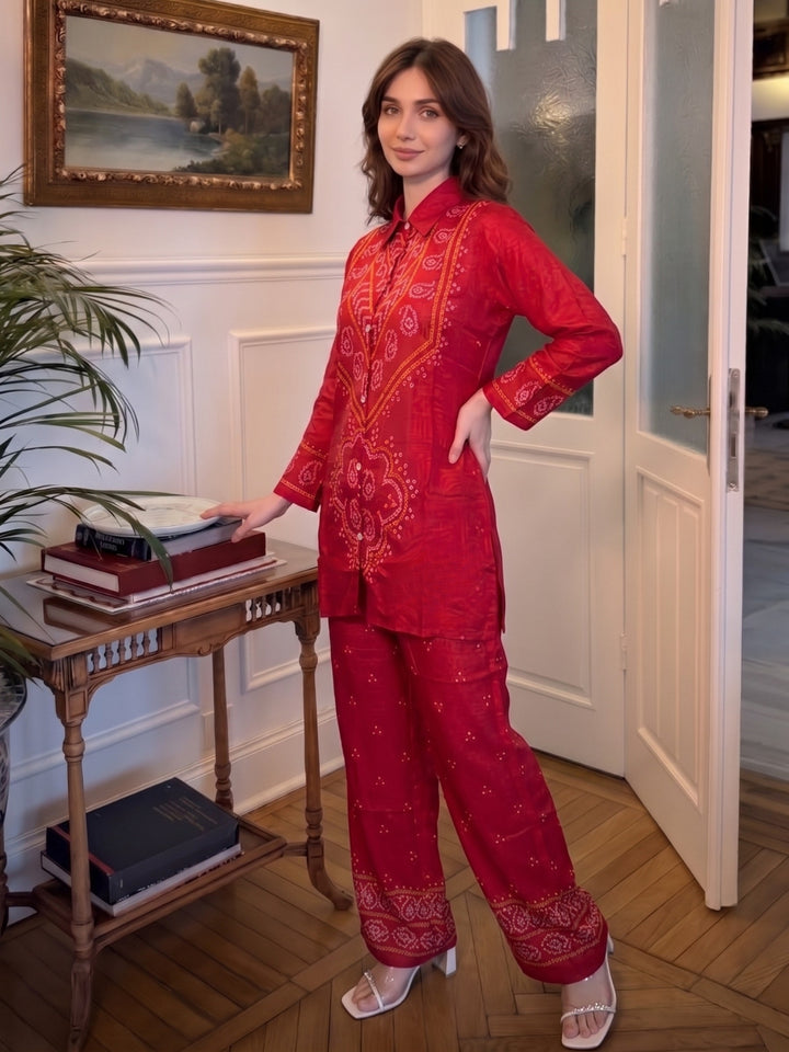 Jharna Scarlet Printed Co-Ord Set