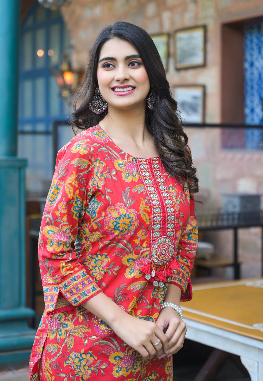 Sahila Crimson Cotton Co-ord Set