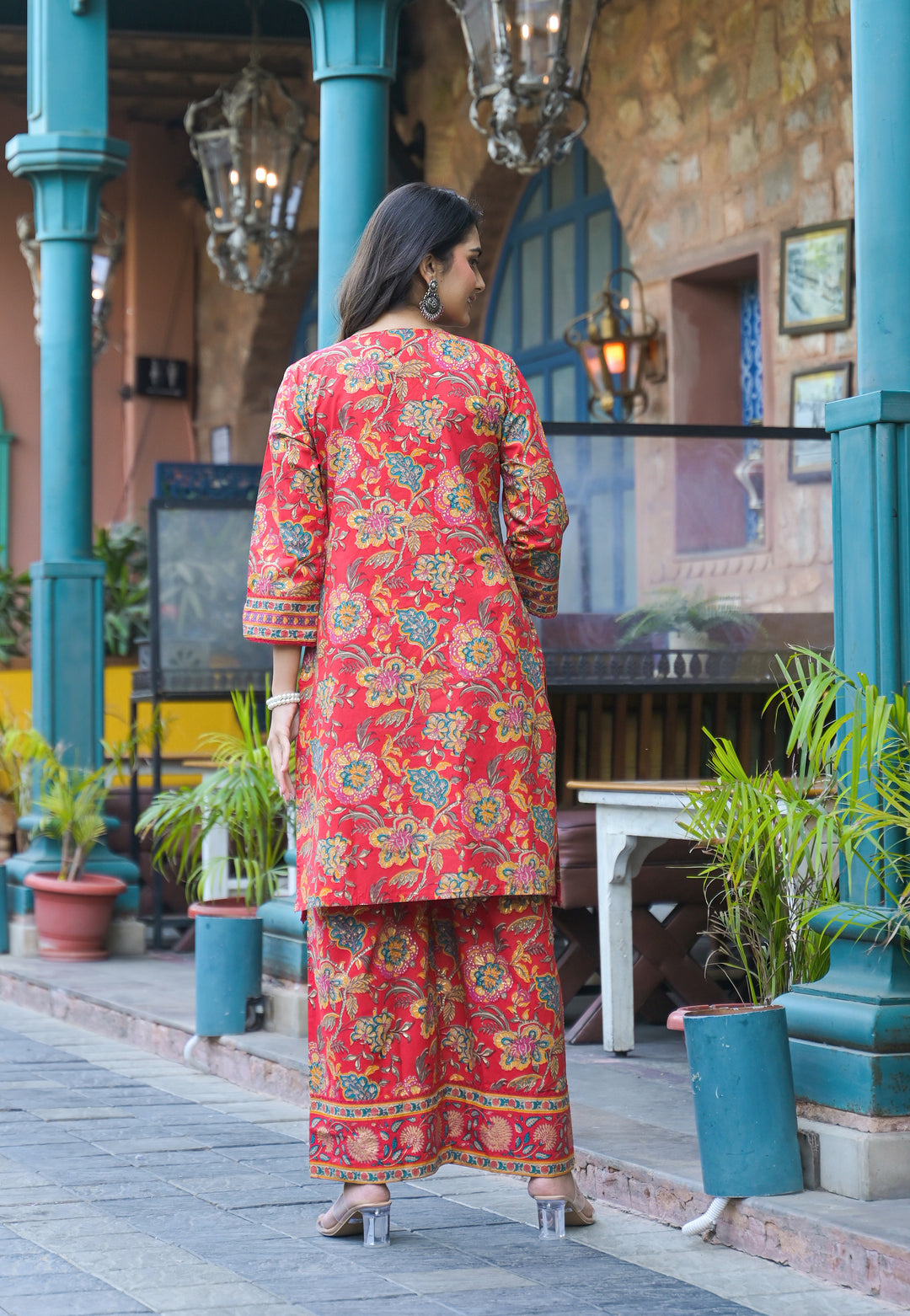 Sahila Crimson Cotton Co-ord Set