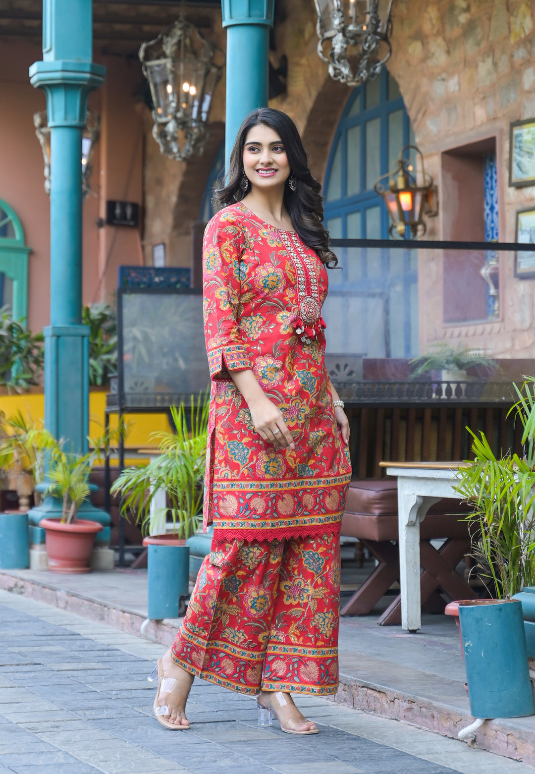 Sahila Crimson Cotton Co-ord Set