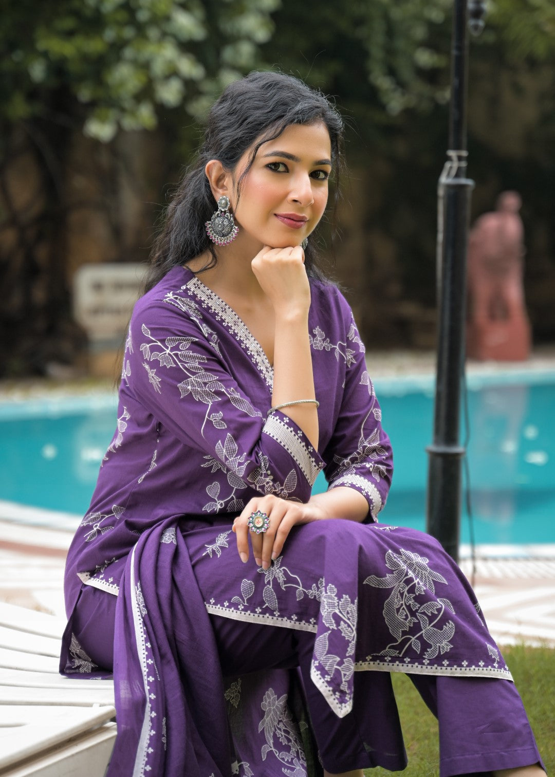 Vastu Thistle embrodiery Cotton Suit set