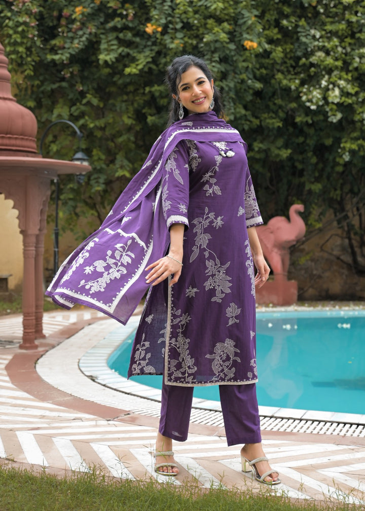 Vastu Thistle embrodiery Cotton Suit set