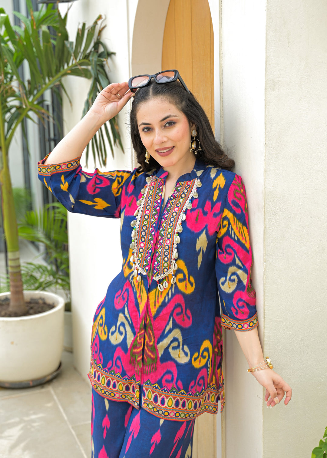 Pavitra Hibis Ikat printed Co-ord set