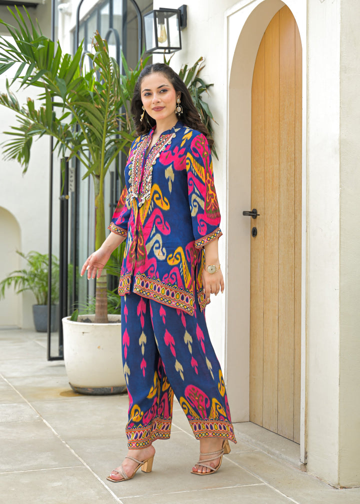 Pavitra Hibis Ikat printed Co-ord set