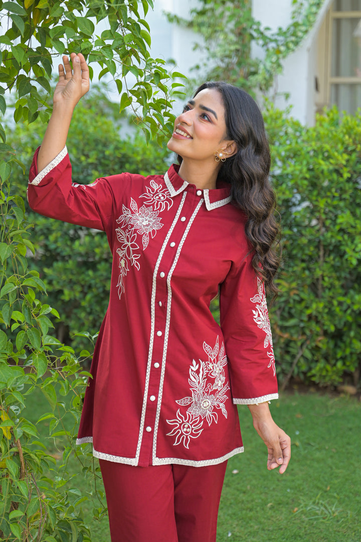 Bhoomi Jam Embroidery cotton Co-ord set
