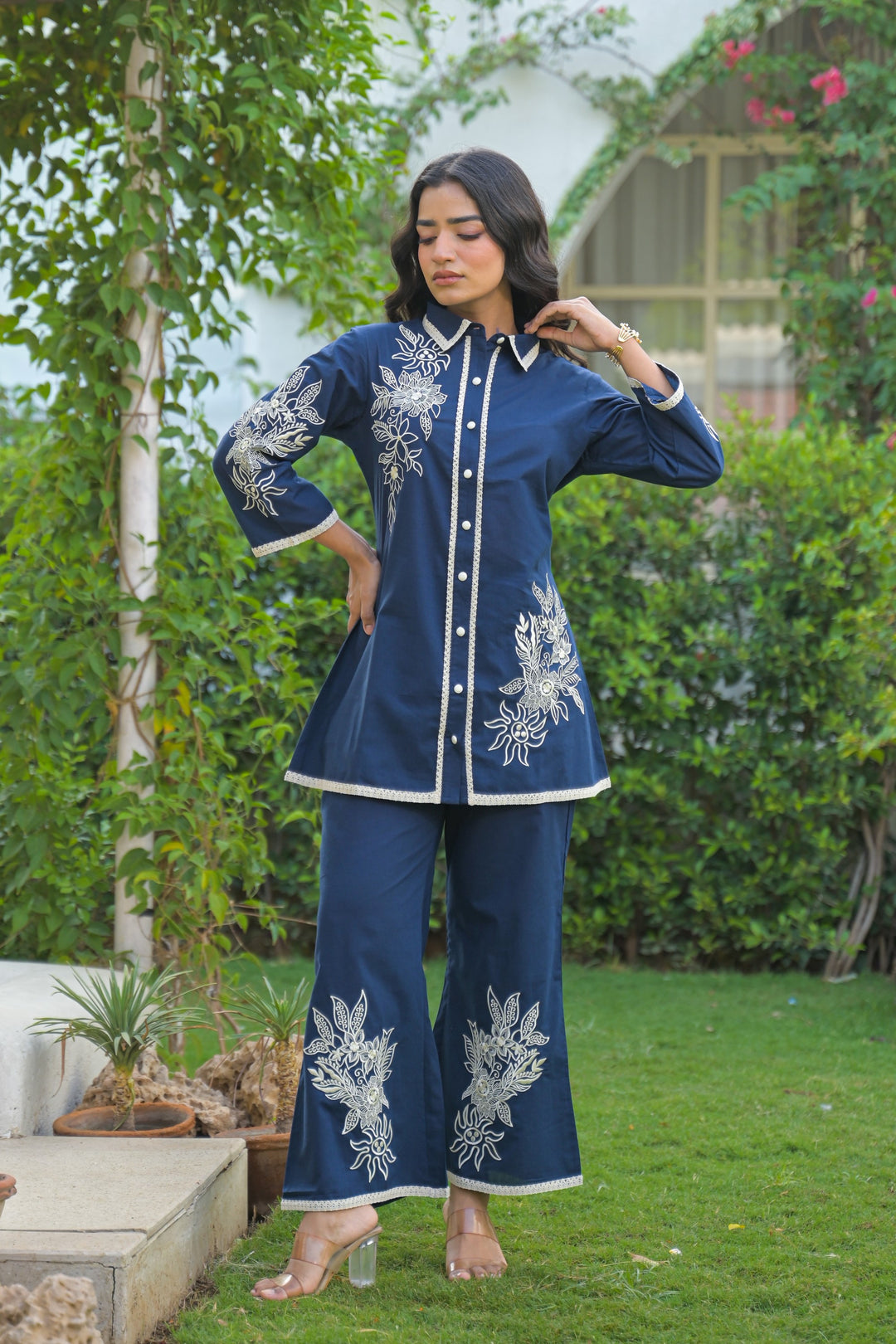 Bhoomi iris Embroidery cotton Co-ord set