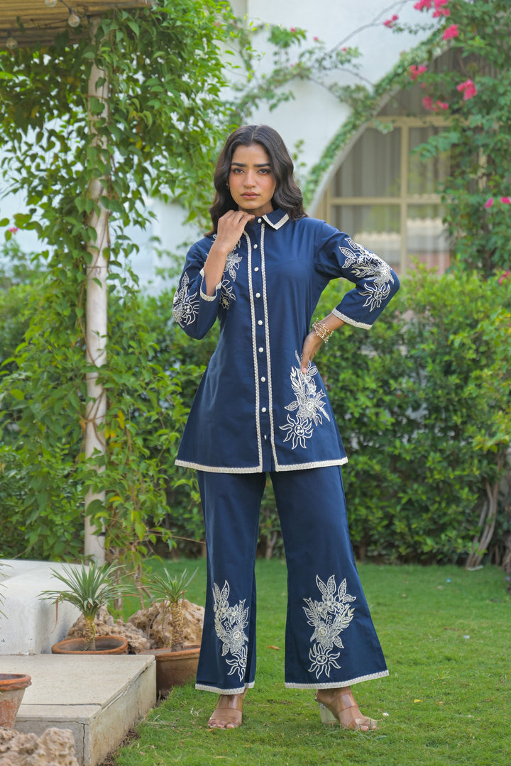 Bhoomi iris Embroidery cotton Co-ord set