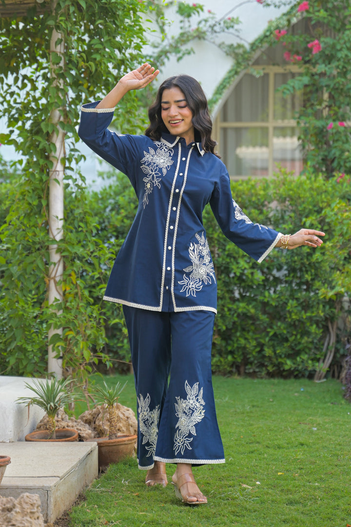 Bhoomi iris Embroidery cotton Co-ord set