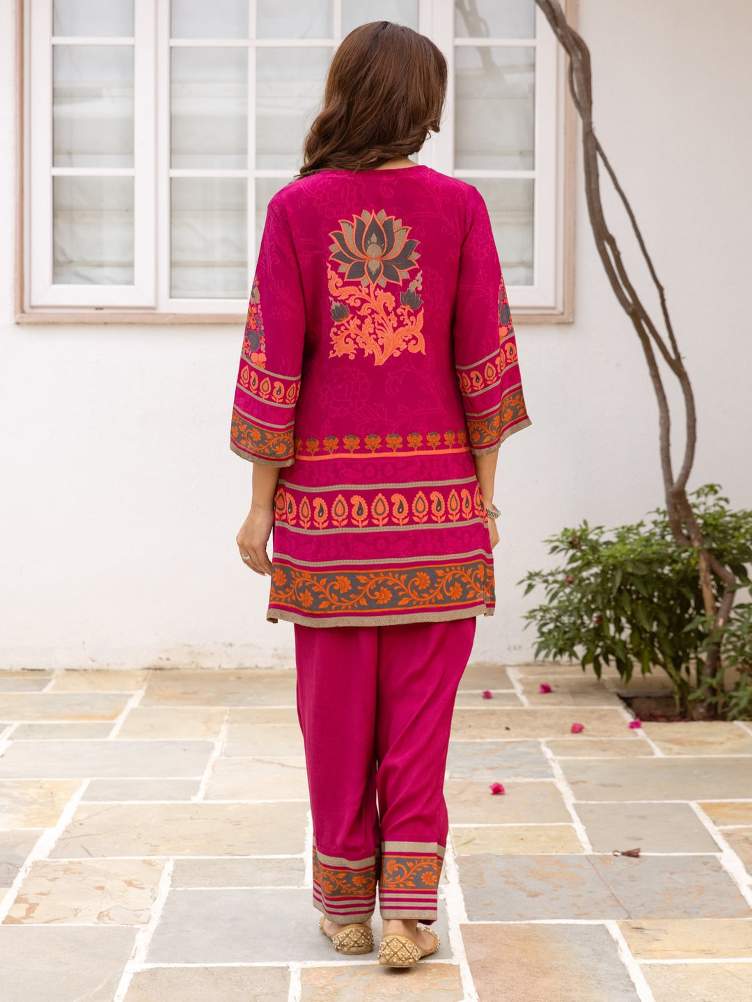 Karen Fuchsia Printed Farshi Co-Ord Set