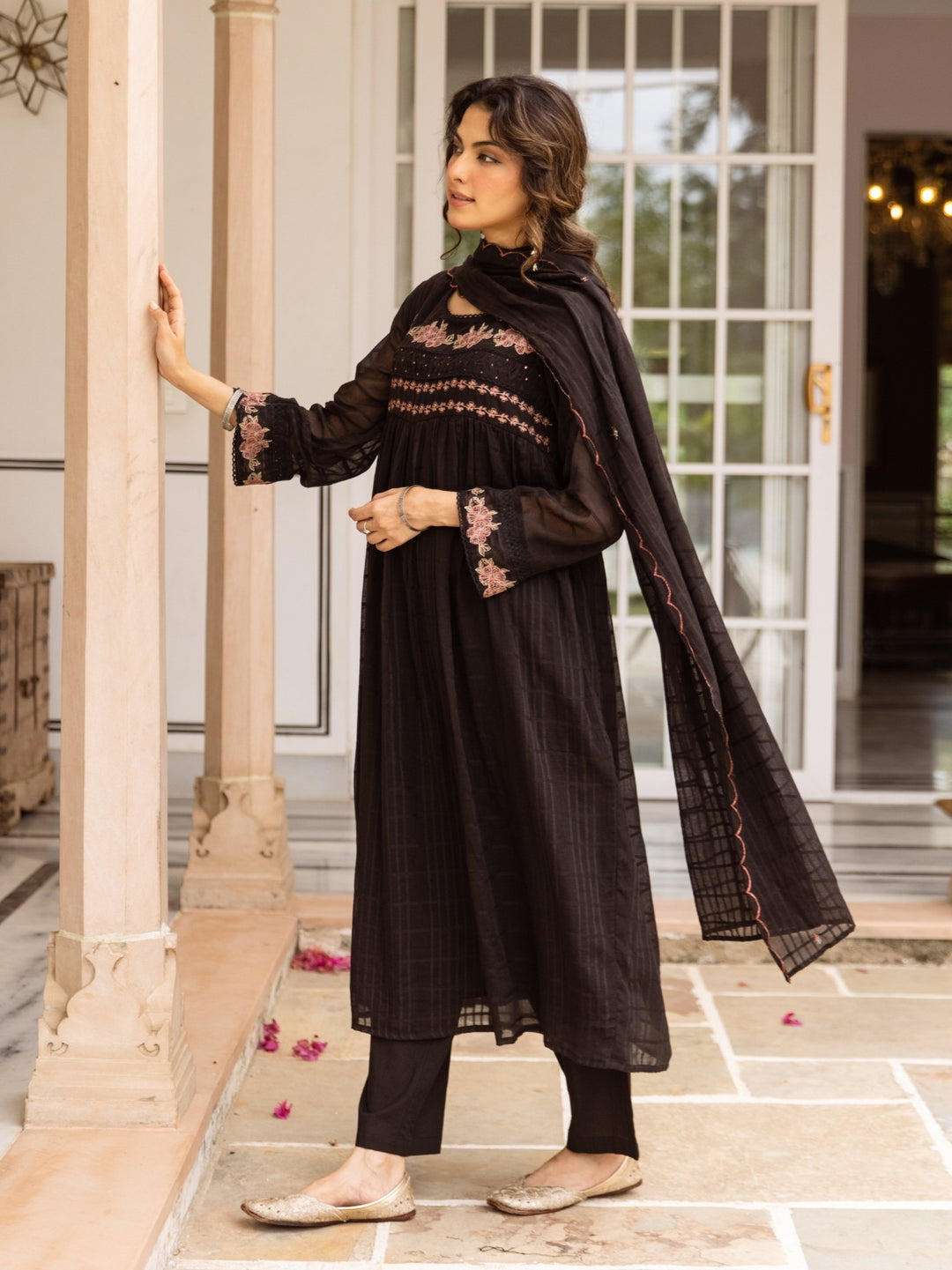 Karen Royce Embroidery Cotton Suit Set