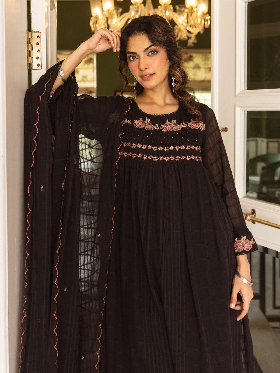 Karen Royce Embroidery Cotton Suit Set
