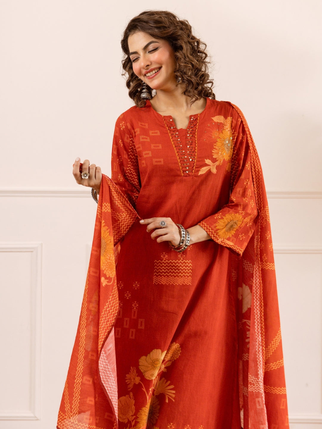 Karen Twany Work Cotton Suit Set