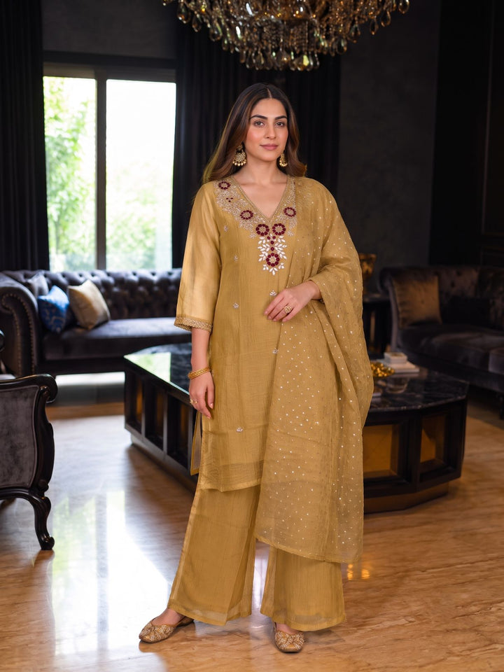 Kartar Canary Handwork Suit Set