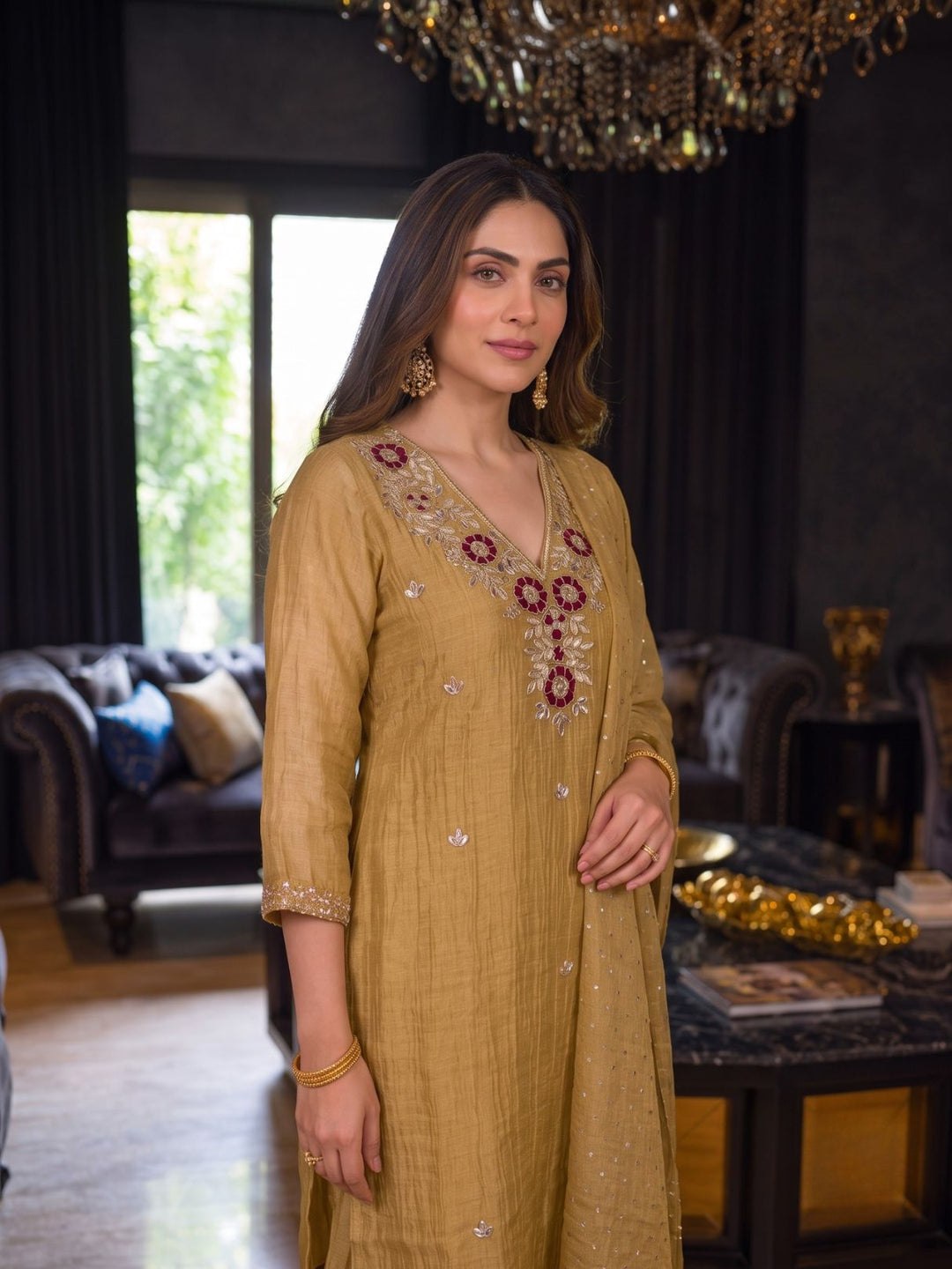 Kartar Canary Handwork Suit Set