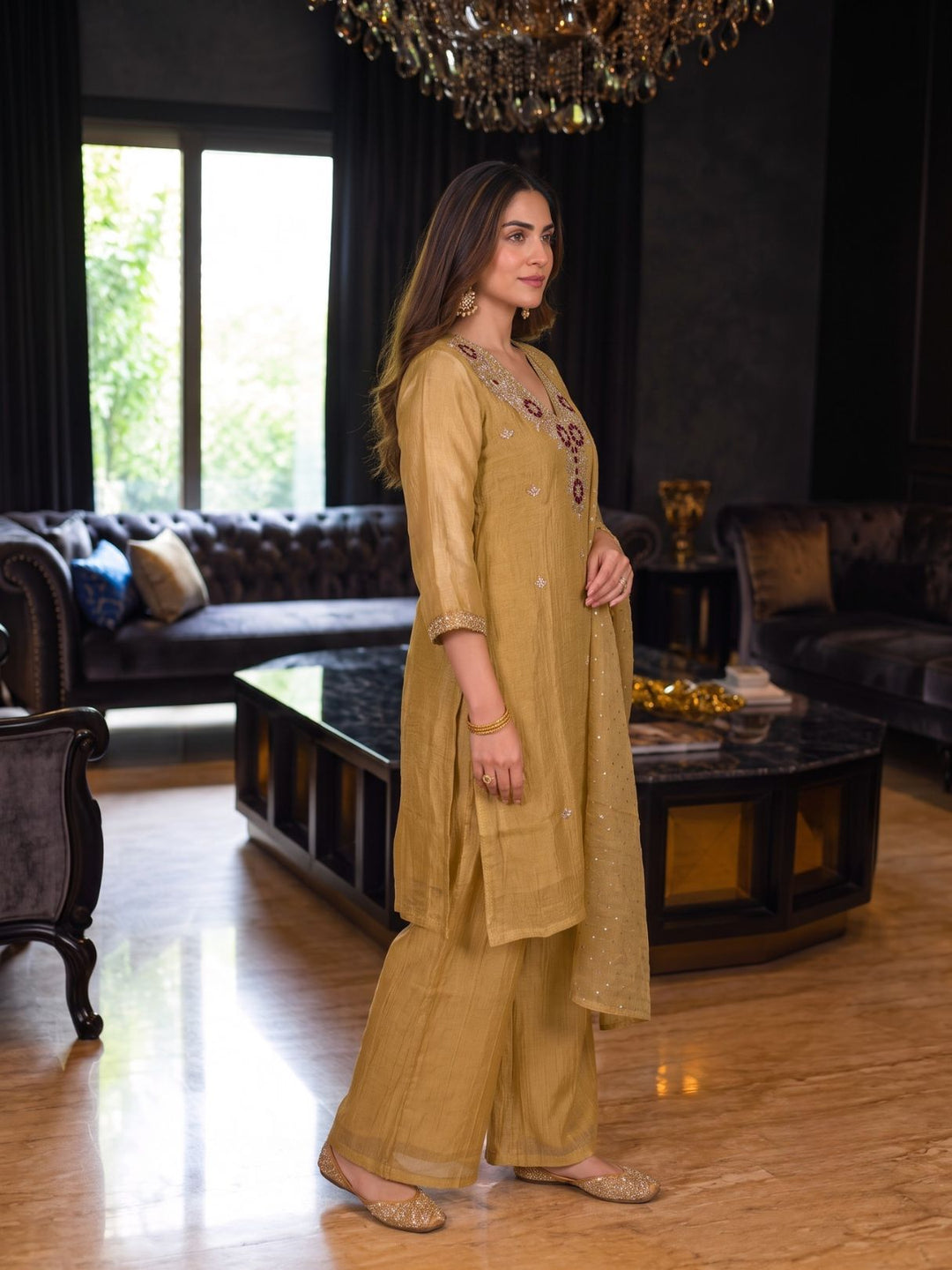 Kartar Canary Handwork Suit Set