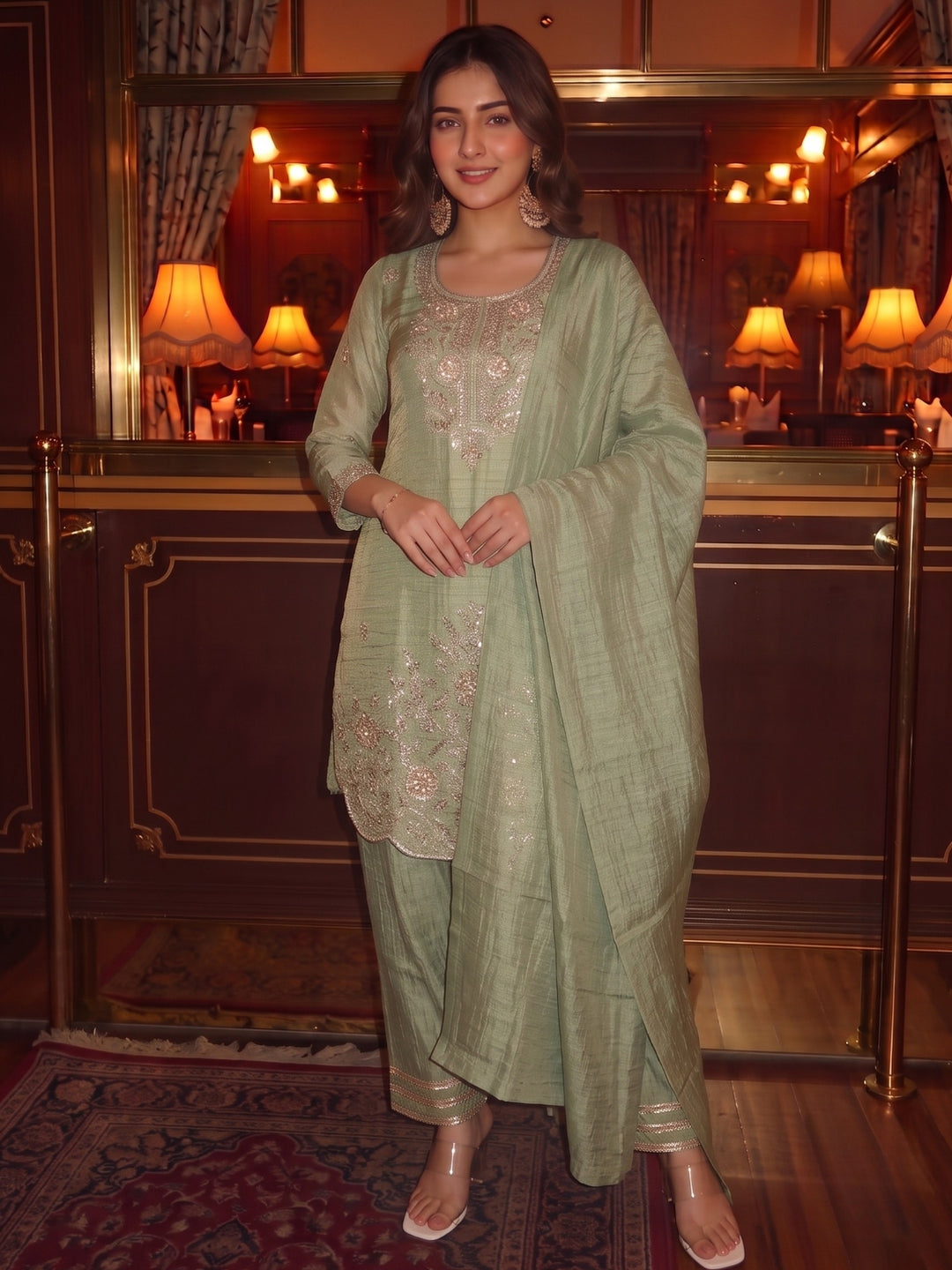 Kartar Moss Handwork Suit Set