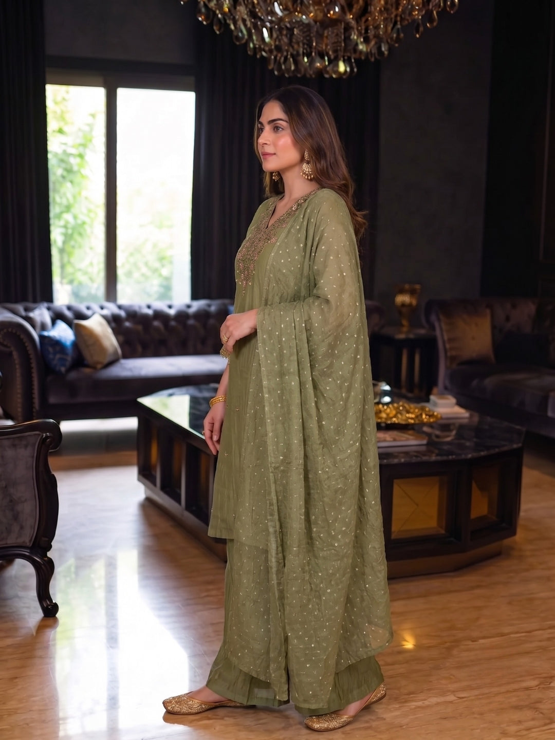 Kartar Moss Handwork Suit Set