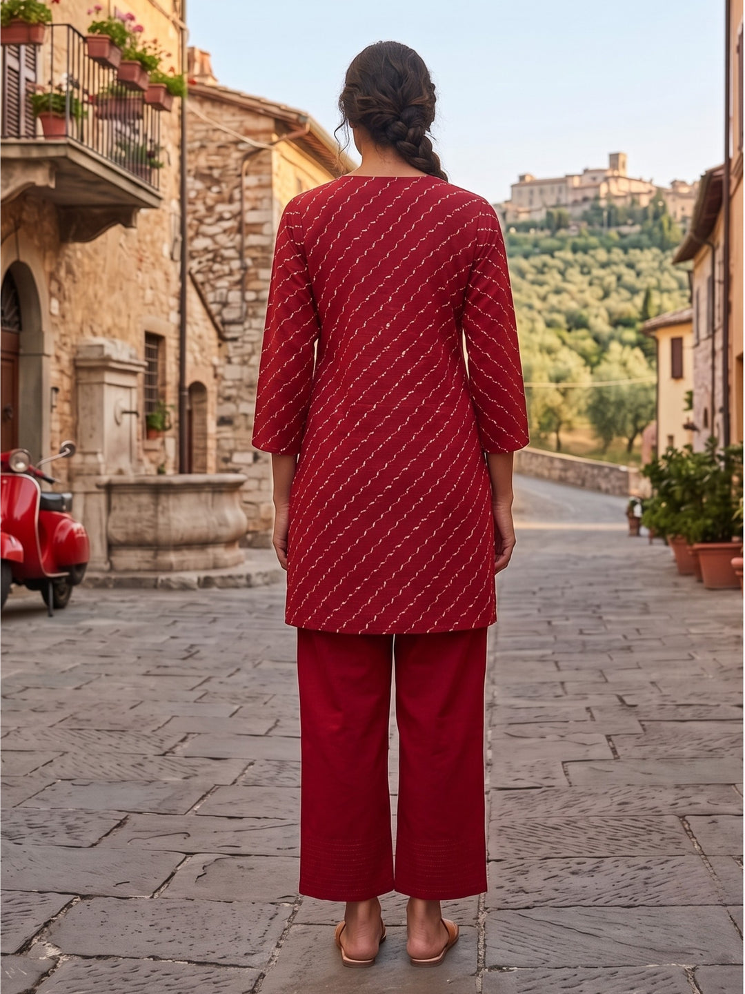 Kartar Scarlet Mirror Work Farshi Co-Ord Set