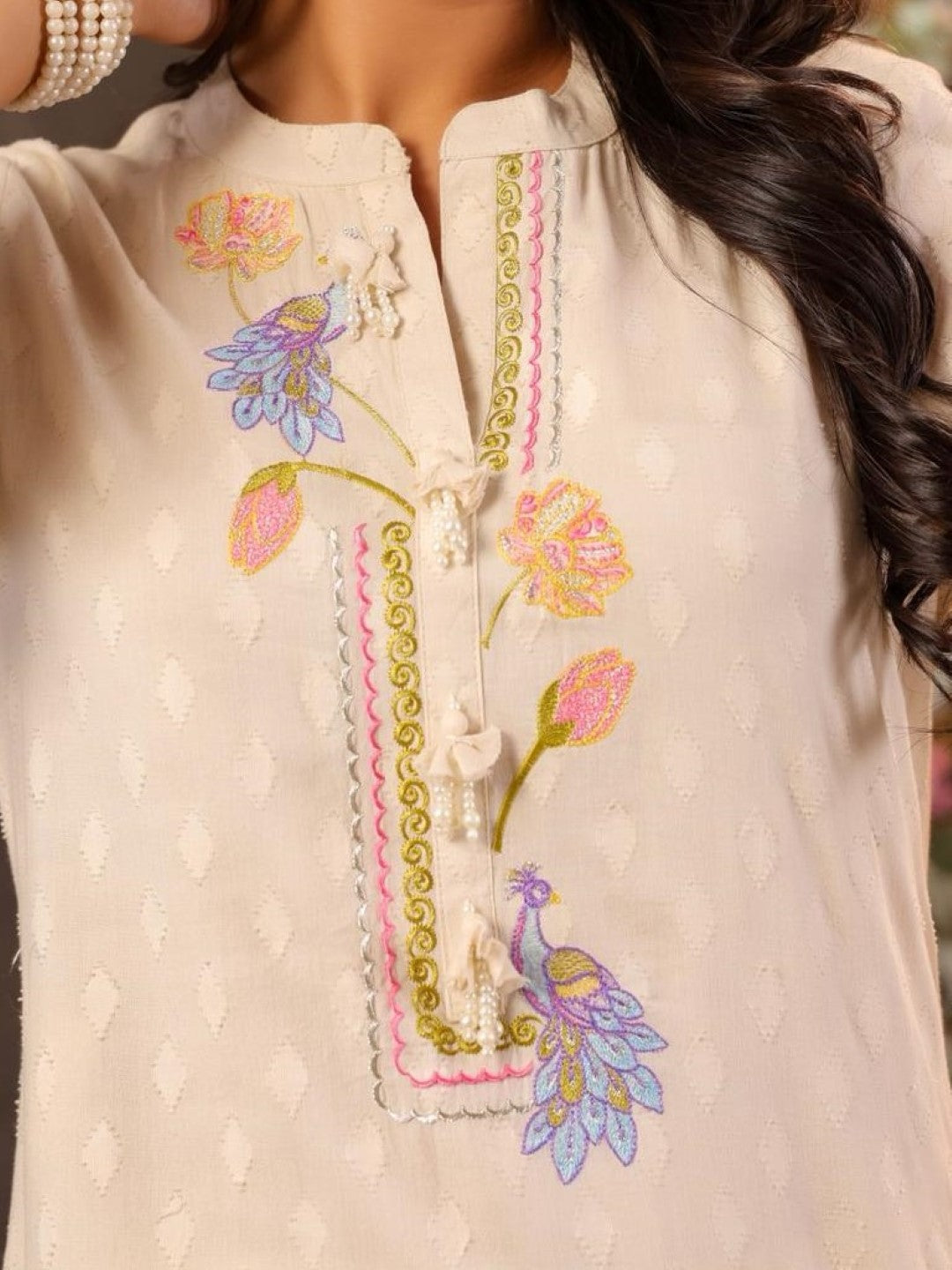 Dagdai Angel embroidery cotton co-ord set
