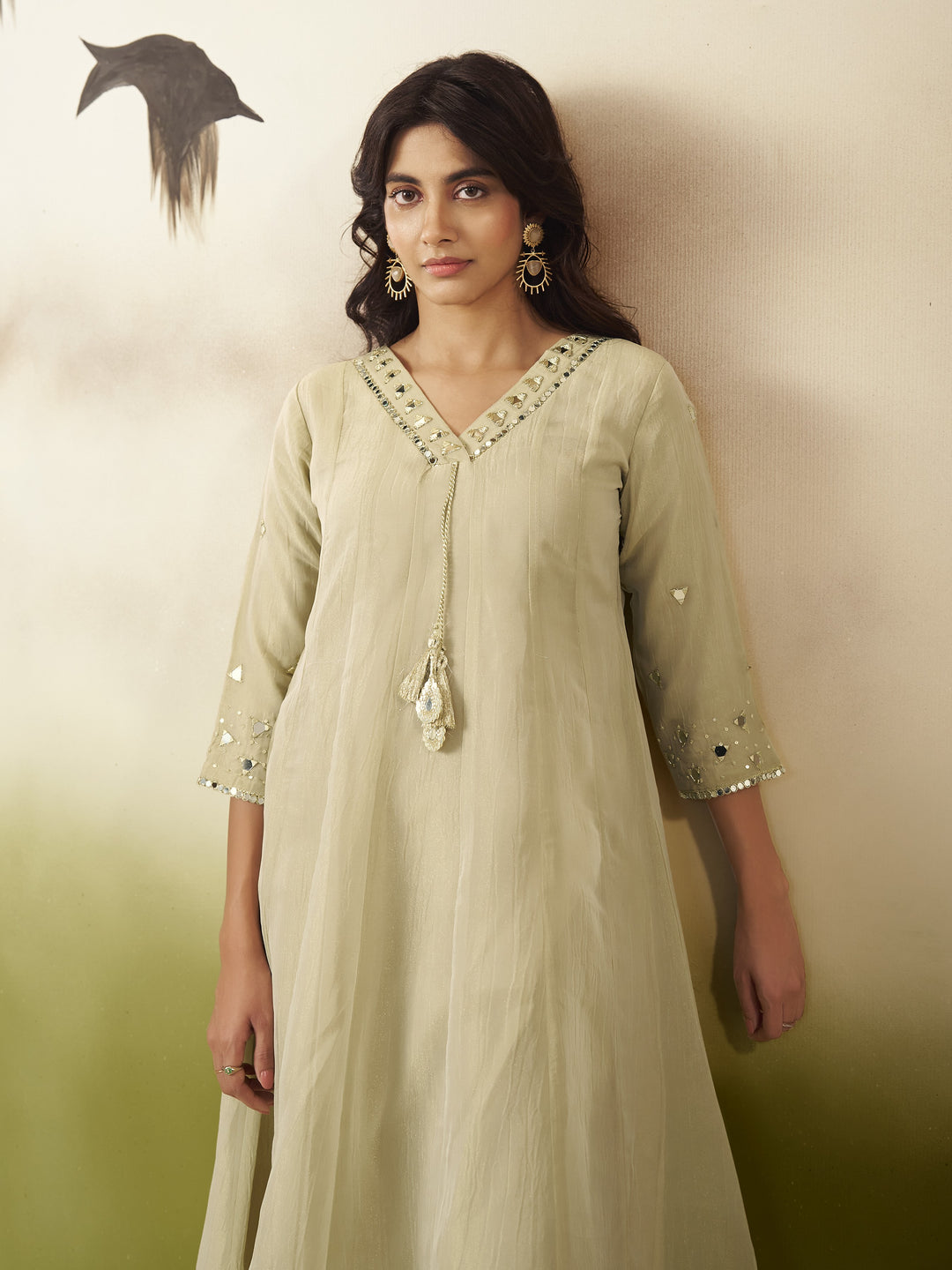 Kimaya Ecru Work Festive Anarkali Suit Set
