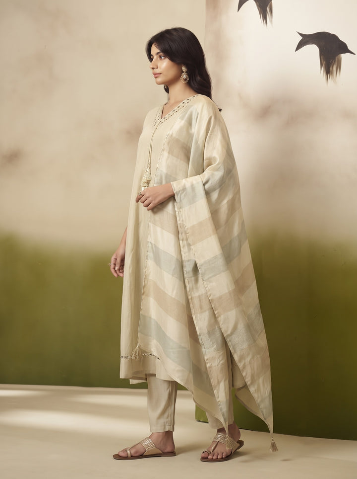 Kimaya Ecru Work Festive Anarkali Suit Set