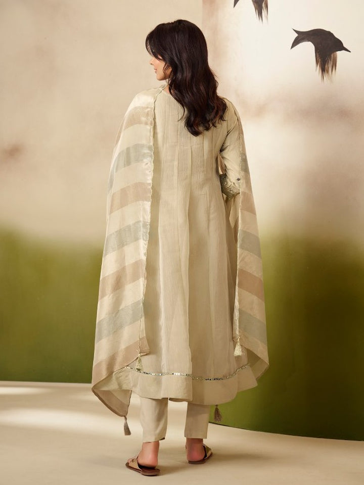 Kimaya Ecru Work Festive Anarkali Suit Set