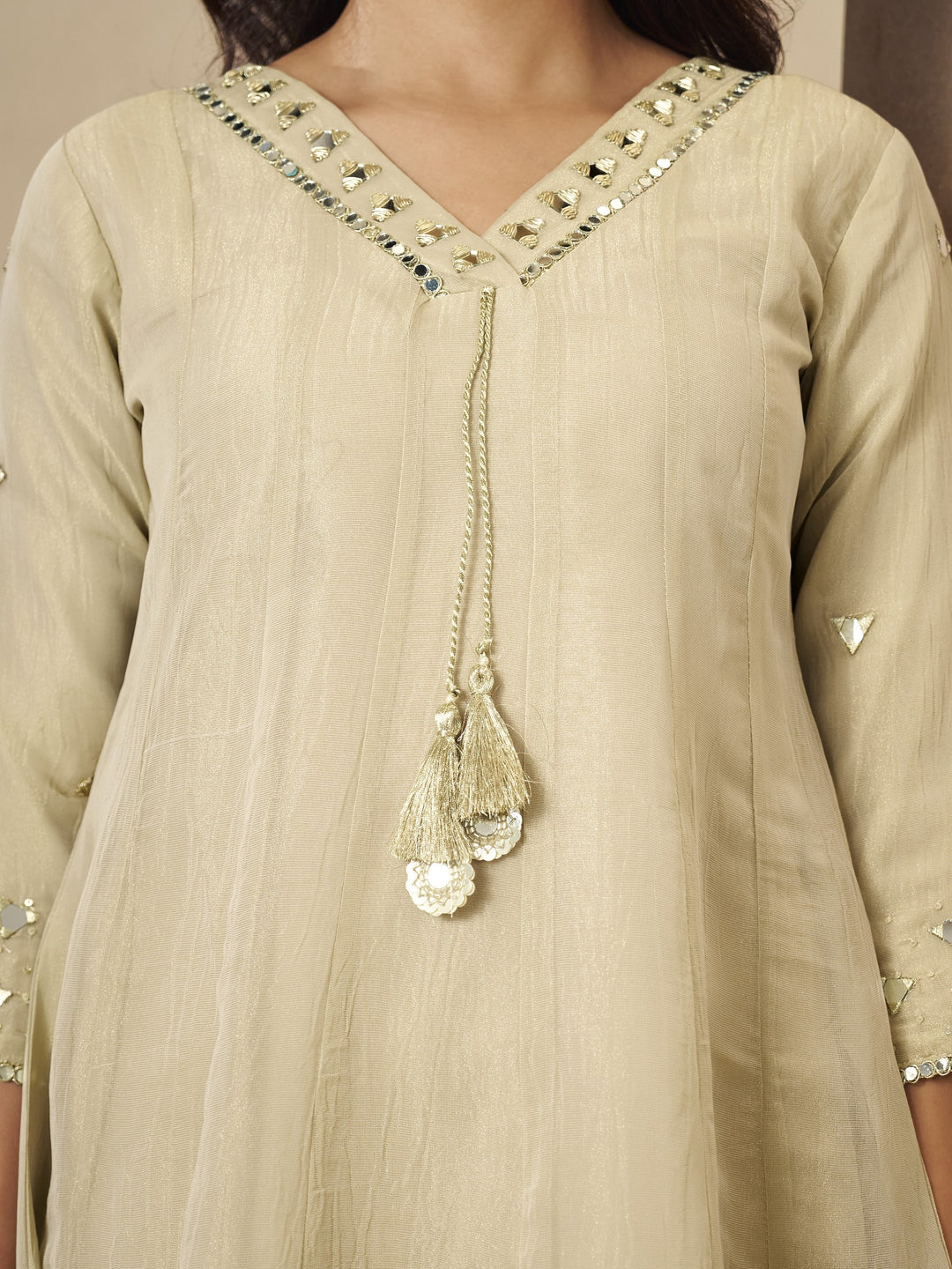 Kimaya Ecru Work Festive Anarkali Suit Set
