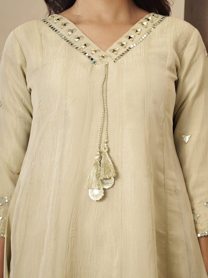 Kimaya Ecru Work Festive Anarkali Suit Set