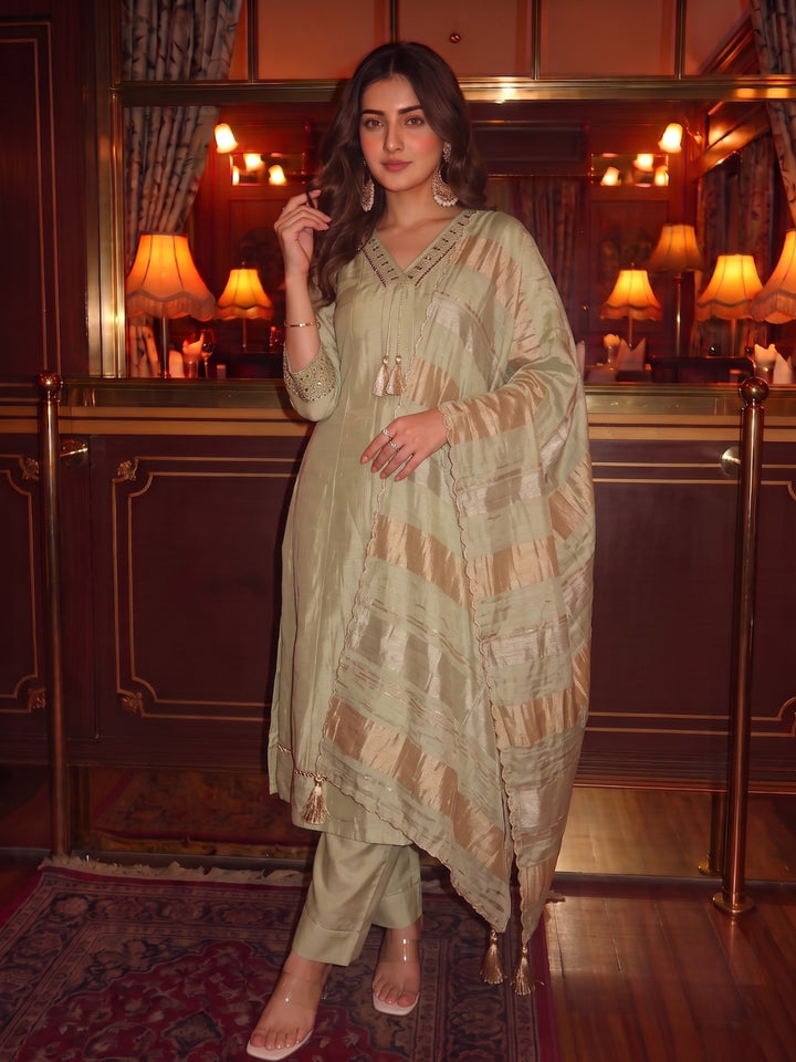 Kimaya Ecru Work Festive Anarkali Suit Set