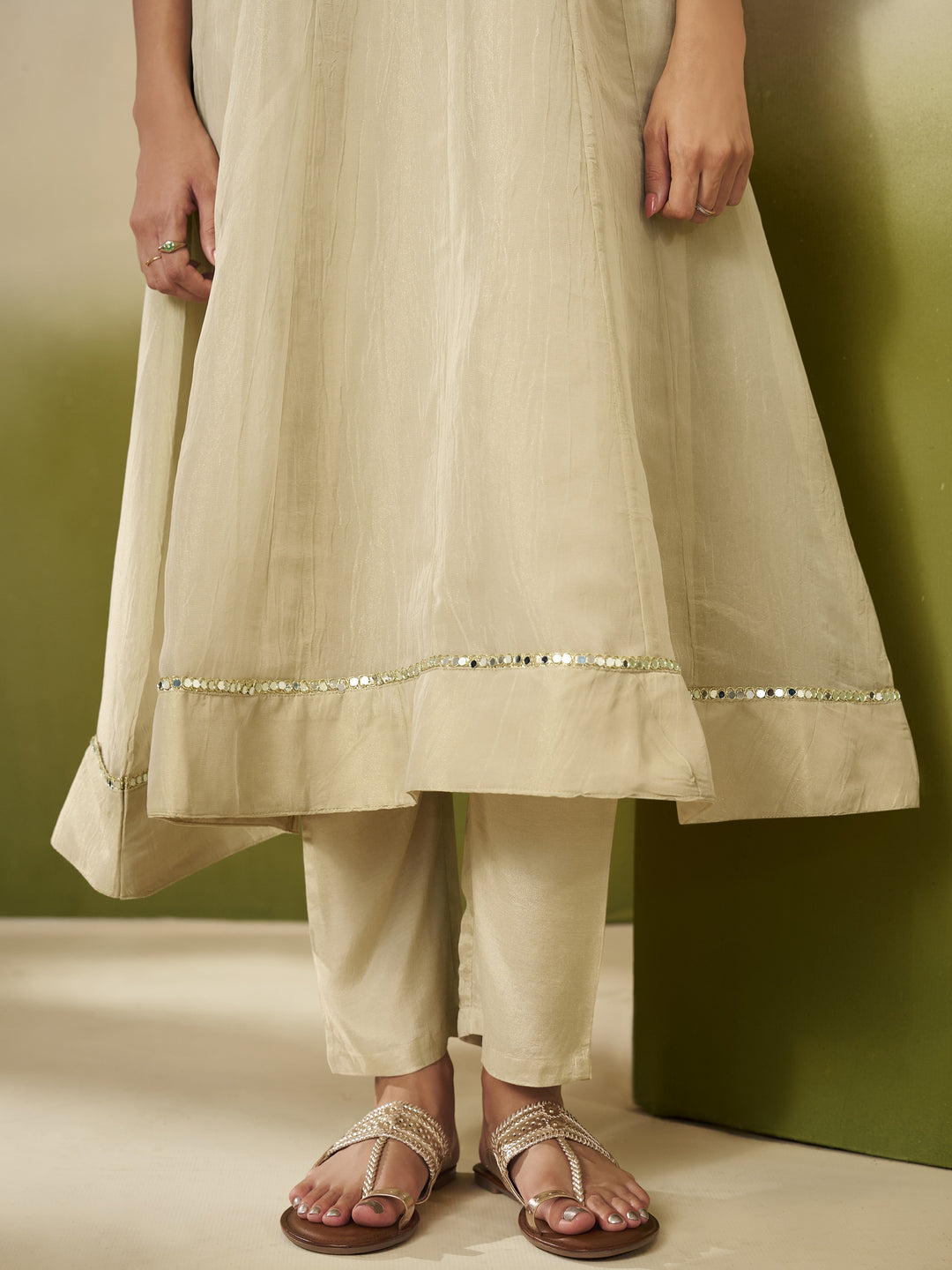 Kimaya Ecru Work Festive Anarkali Suit Set