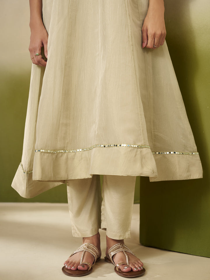 Kimaya Ecru Work Festive Anarkali Suit Set
