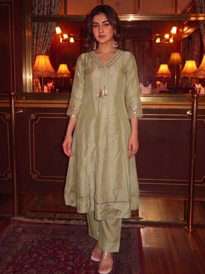 Kimaya Ecru Work Festive Anarkali Suit Set
