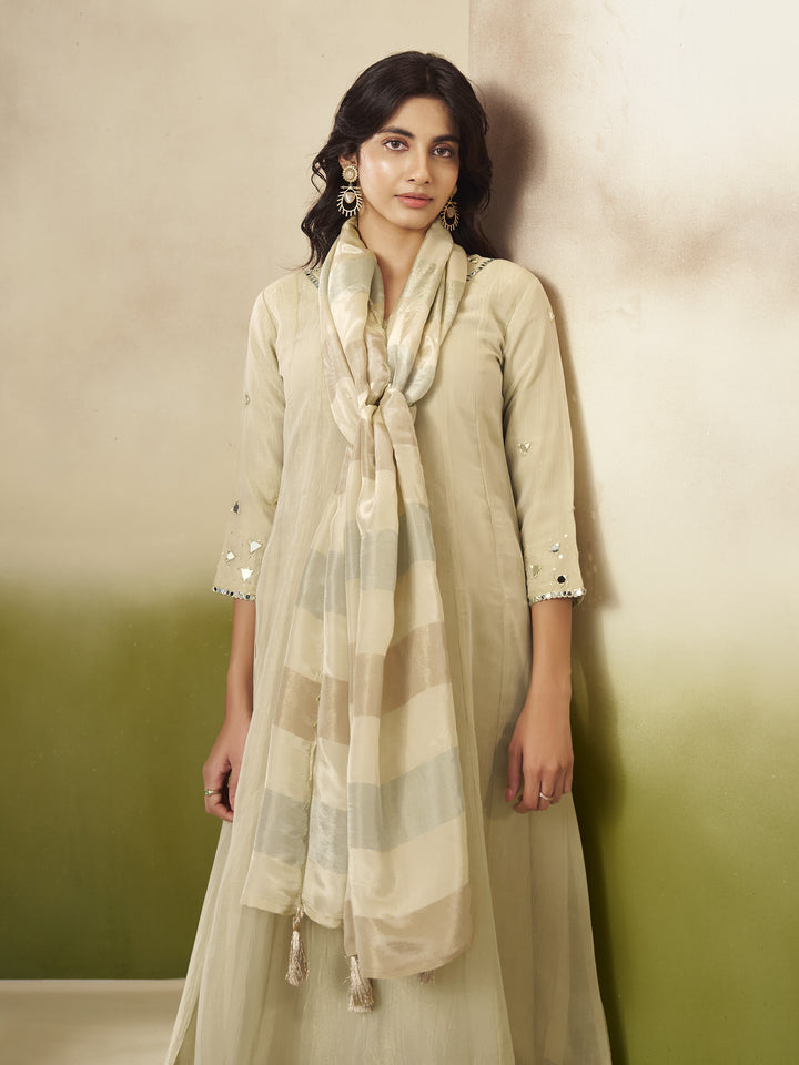 Kimaya Ecru Work Festive Anarkali Suit Set
