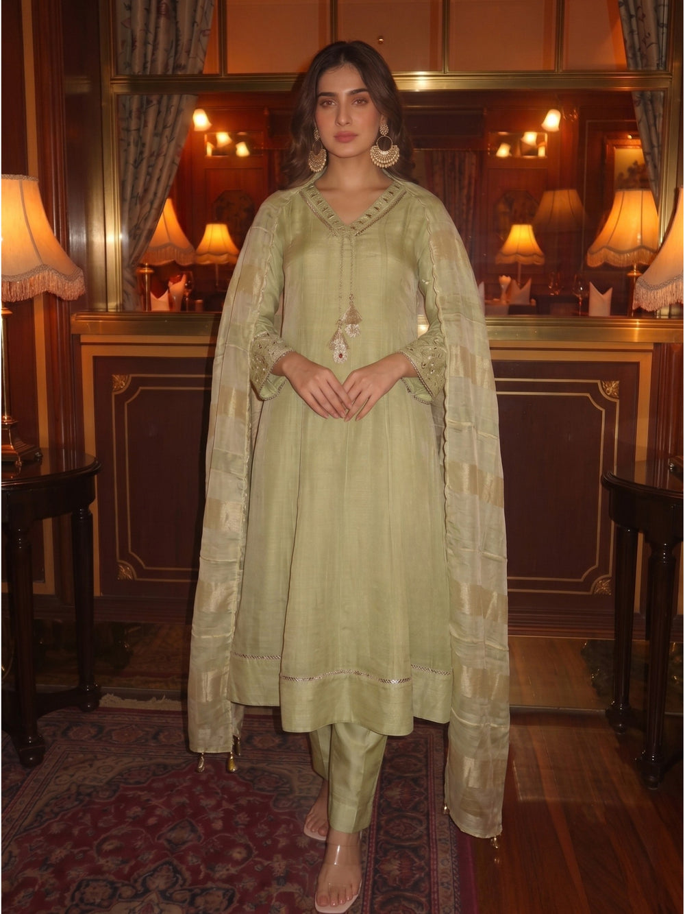 Kimaya Ecru Work Festive Anarkali Suit Set