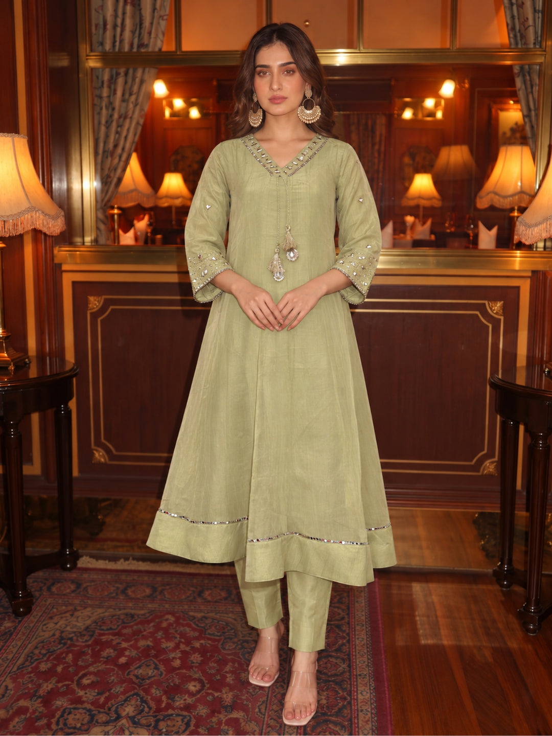 Kimaya Ecru Work Festive Anarkali Suit Set