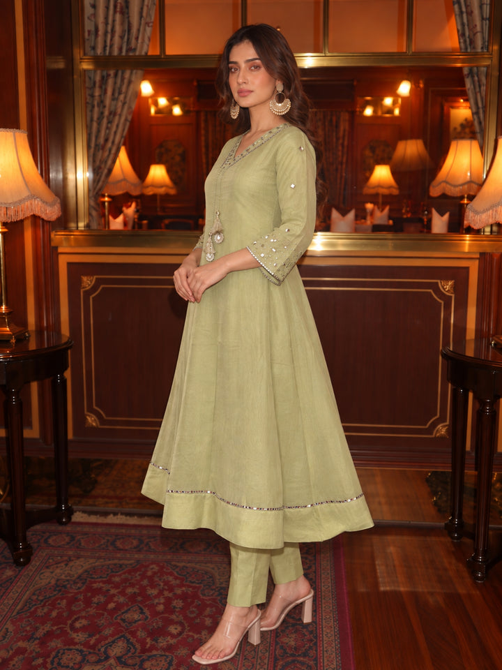 Kimaya Ecru Work Festive Anarkali Suit Set