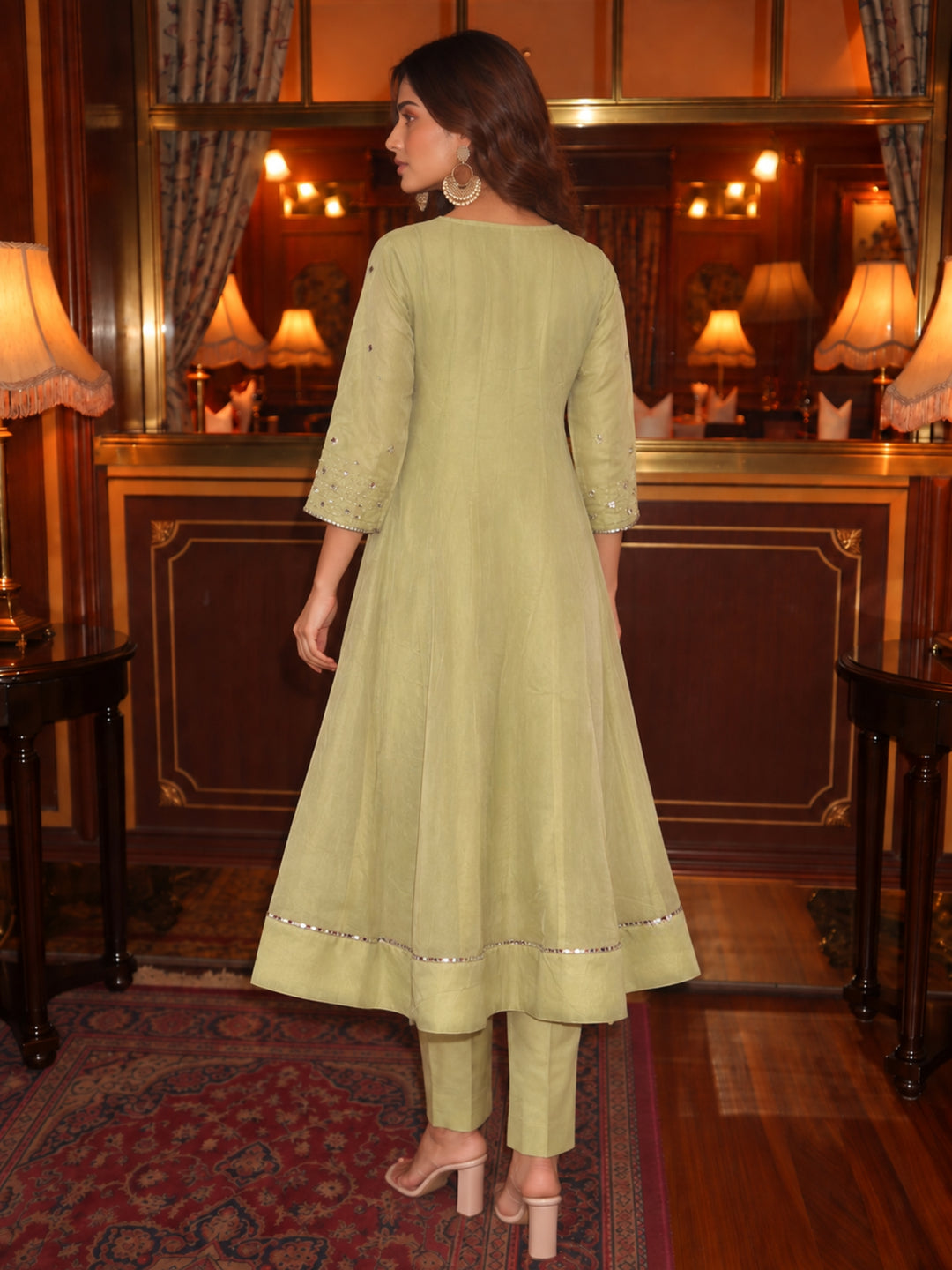 Kimaya Ecru Work Festive Anarkali Suit Set