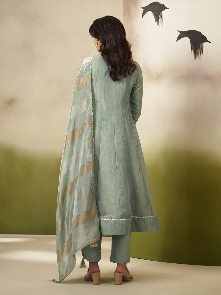 Kimaya Seafoam Work Festive Anarkali Suit Set