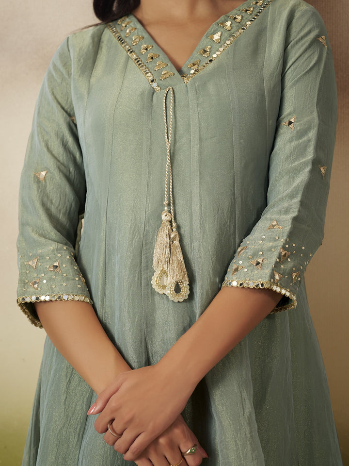 Kimaya Seafoam Work Festive Anarkali Suit Set