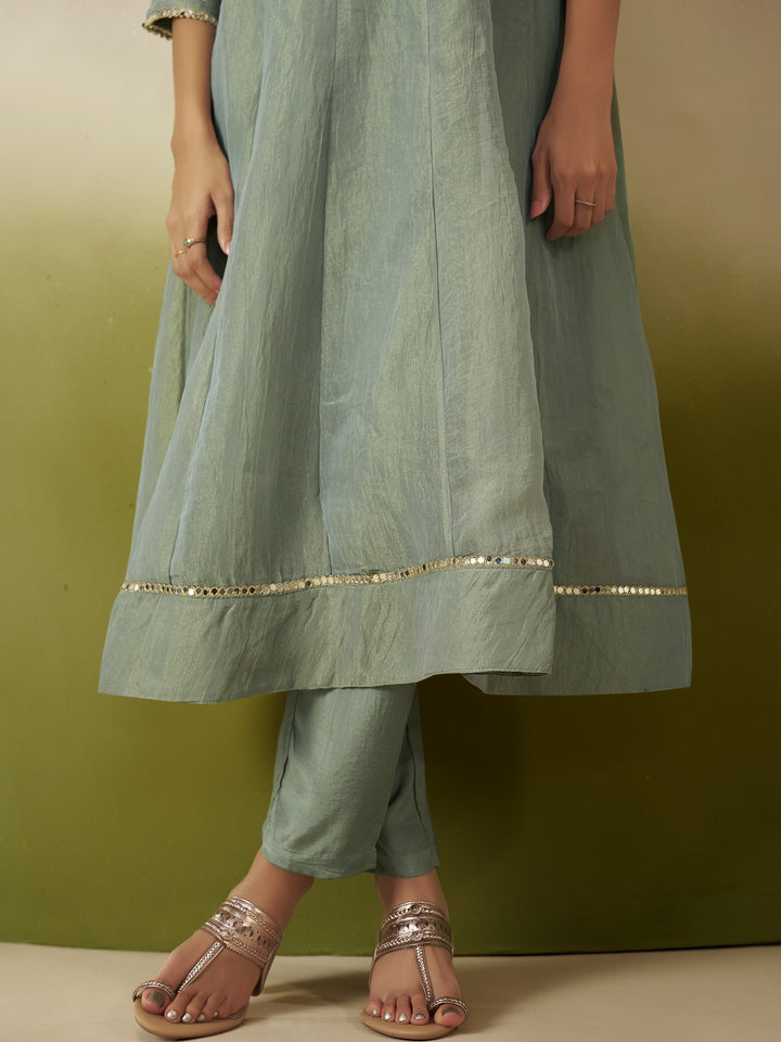 Kimaya Seafoam Work Festive Anarkali Suit Set